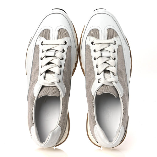 Canvas Calfskin Mens Trail Sneakers 41.5 Prunoir White